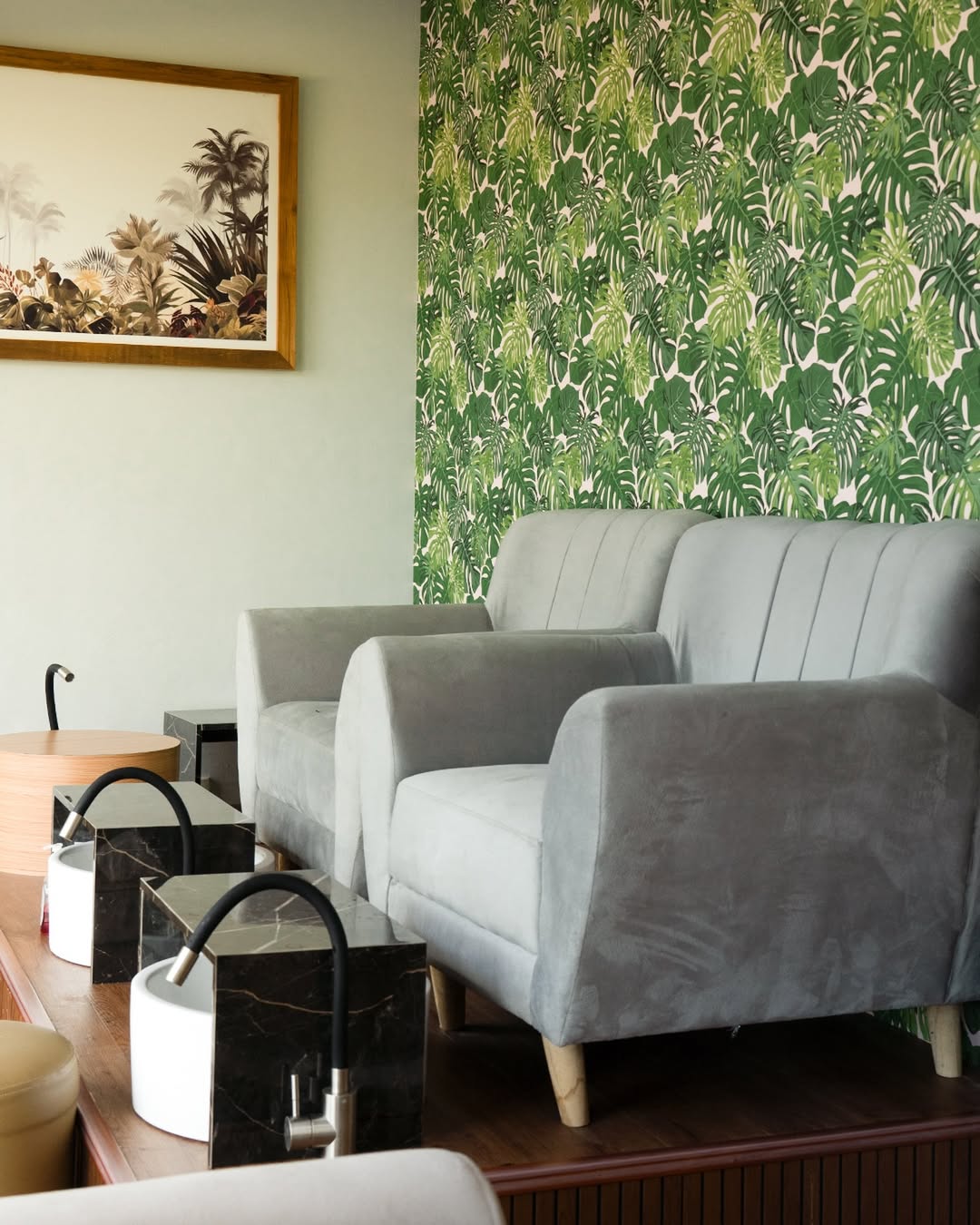 Modern treatment room sink and amenities at MY SPA LOMBOK wellness center